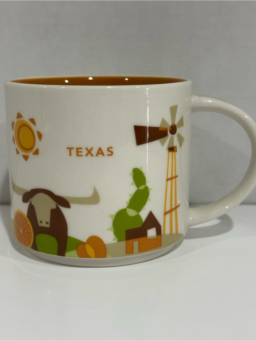 Starbucks Texas Ceramic Mug - White, Orange, Green, Brown